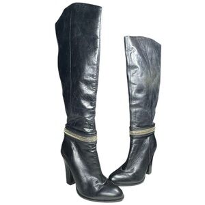 RACHEL Rachel Roy Black Leather Tall Boot Size 9